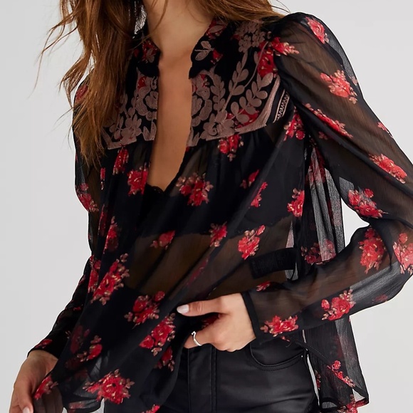 FREE PEOPLE Embroidered PATRICIA Top NWT S